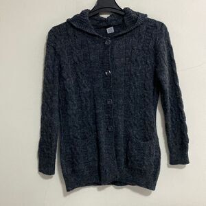 Creaciones Alison Fashion Peru Grey Alpaca Women M Hooded Button Front Cardigan